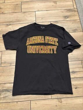 Champion Mens Large Black Arizona State University Spellout Short Sleeve T Shirt